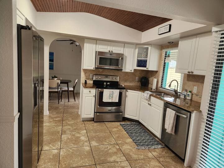 Fully equipped kitchen with modern appliances